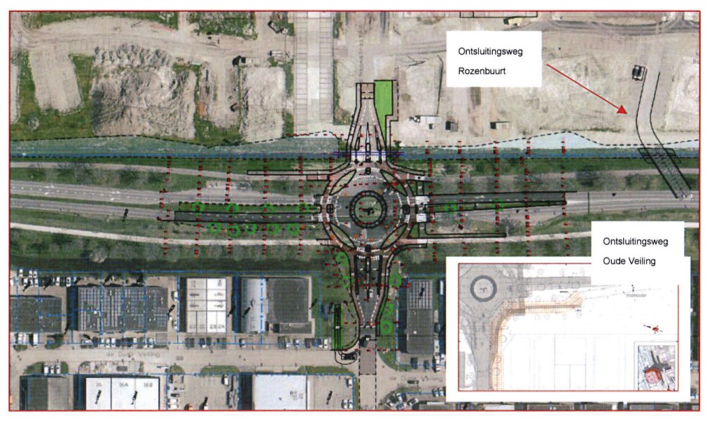 Aanleg rotonde Oostergouw in Hoorn; werkzaamheden bedrijventerrein Oude Veiling